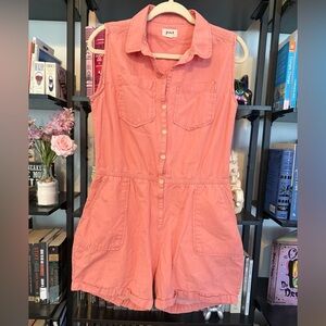 Pact Organic Cotton Pink Button-Up Romper